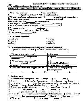 Revision for the first term test Grade 5